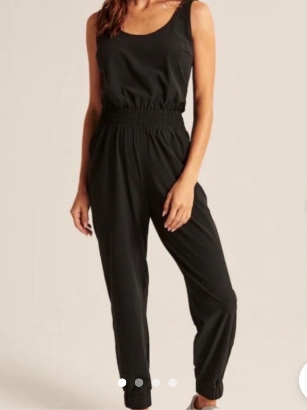 Abercrombie & Fitch Black Sleeveless Smocked-Waist Jumpsuit